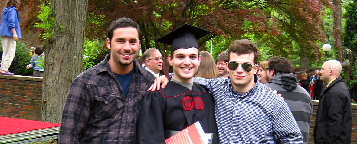 Close up of graduation photo of Zak Shapiro, A.P. Sabourin, and Doug B. Horak