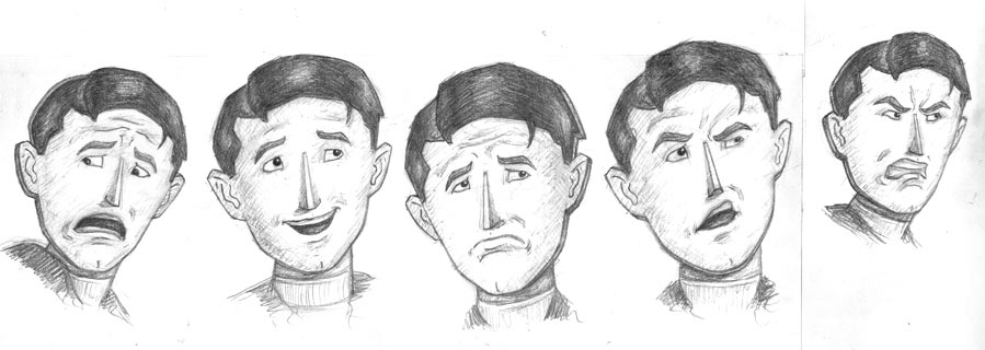 Cardboard Man facial expressions