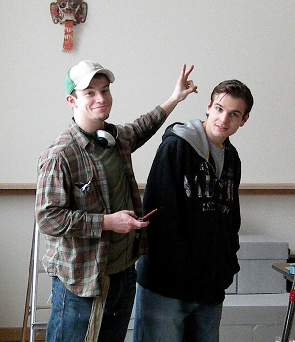 A.P. Sabouring and Doug B. Horak goofing around in the University of Hartford's illustration studio