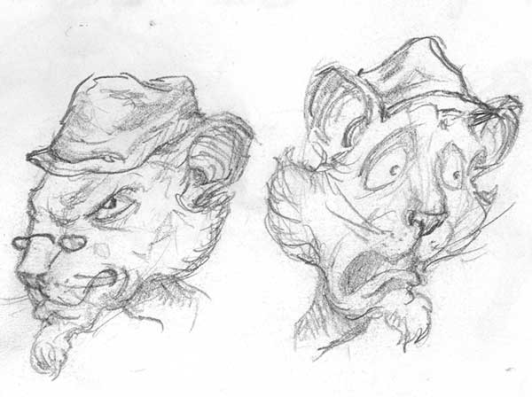 Character expressions of a grandfather mouse